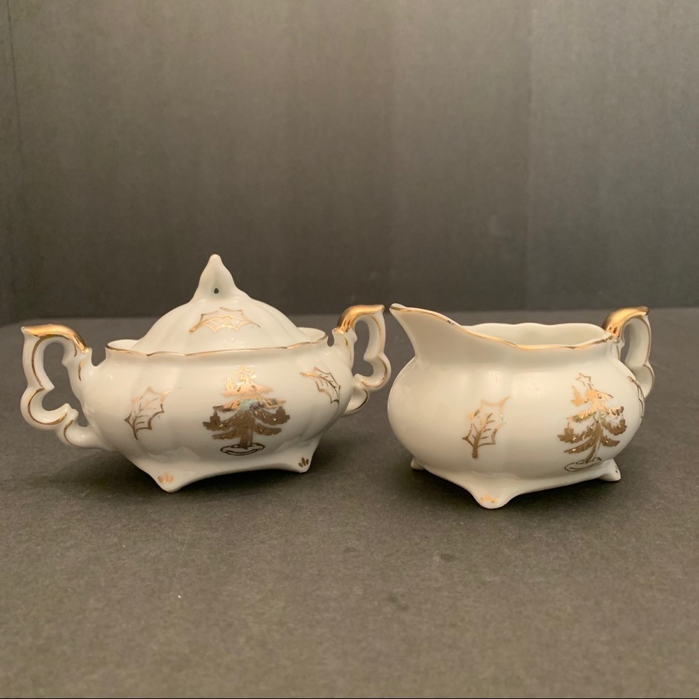 Lefton China hand painted 1877 creamer and sugar bowls